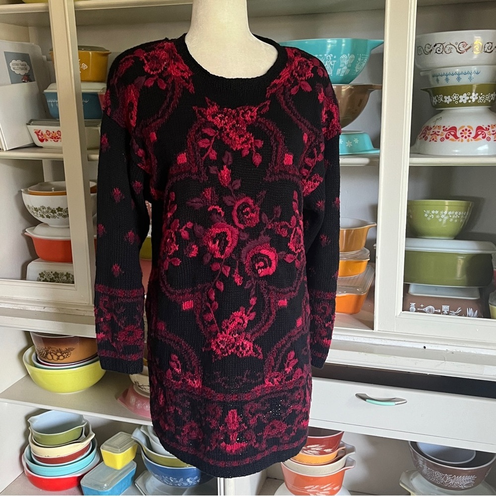 Portraits by Northern Isles Knitted Floral Sweater Dress - Size Small